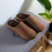 Однотонные зимние тапочки; теплые тапочки; Домашние осенние тапочки без застежки на плоской подошве; мужские теплые пушистые тапочки; erkek ayakkabi