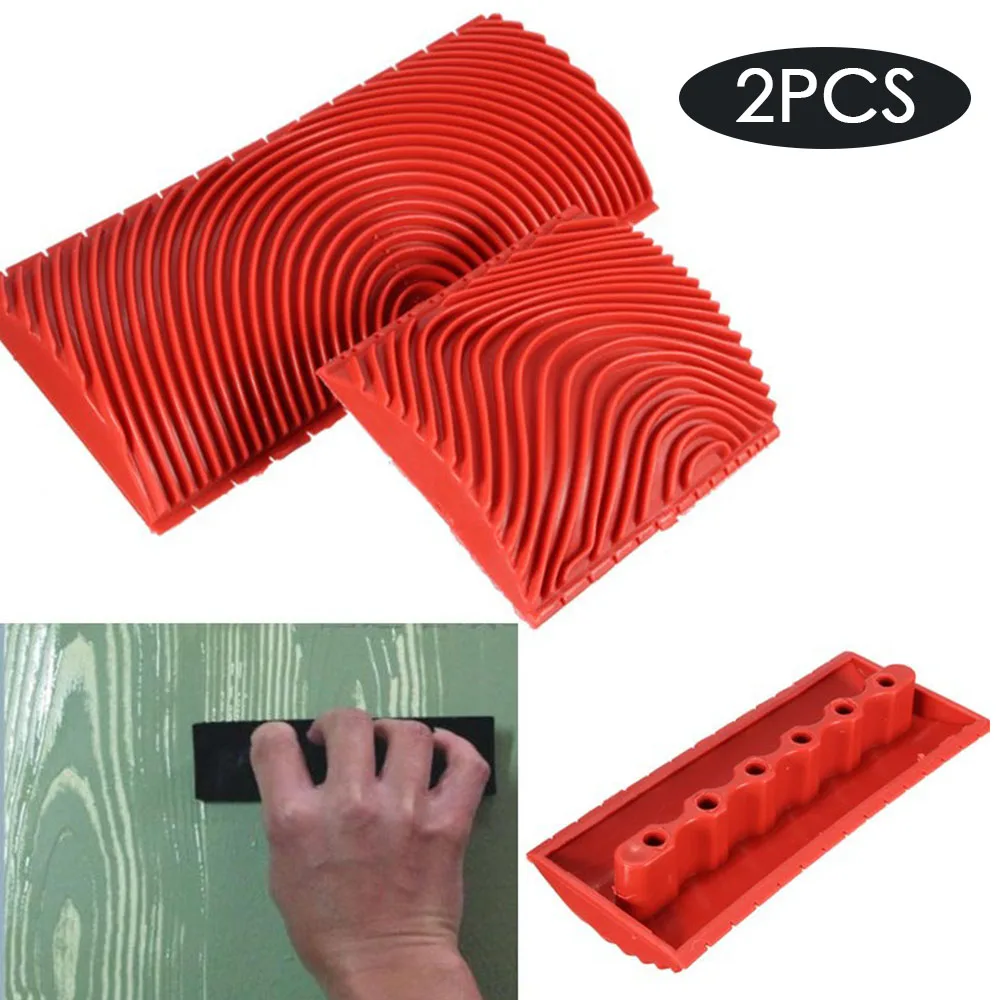

2pcs Imitation Wood Graining Pattern Wall Texture Art DIY Brush Painting Tool Rubber Wood Grain Painting Tool Hand Tools Set