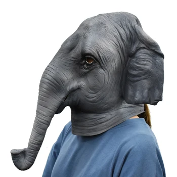 

2019 New Halloween Costume Masquerade Ball Elephant Full Head Mask Animal Cosplay Latex Soft Breathable Carnival Toys