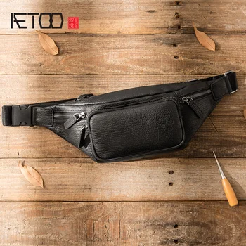 

AETOO Leather men's chest bag, casual multi-functional slant bag, head leather bag, trend simple one-shoulder bag