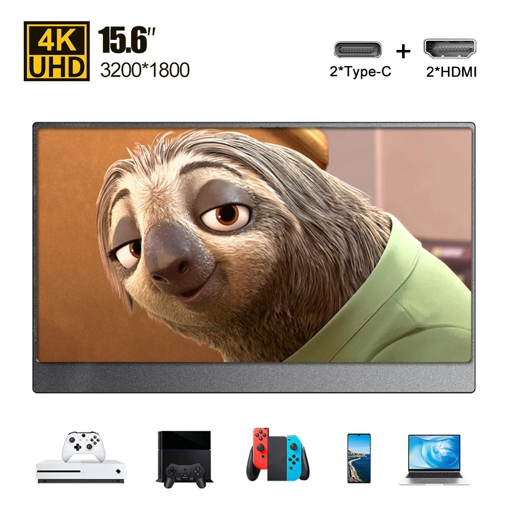 Портативный монитор 15 6 Type C PD HDMI 4K ультратонкий ЖК экран для телефона ПК ноутбука