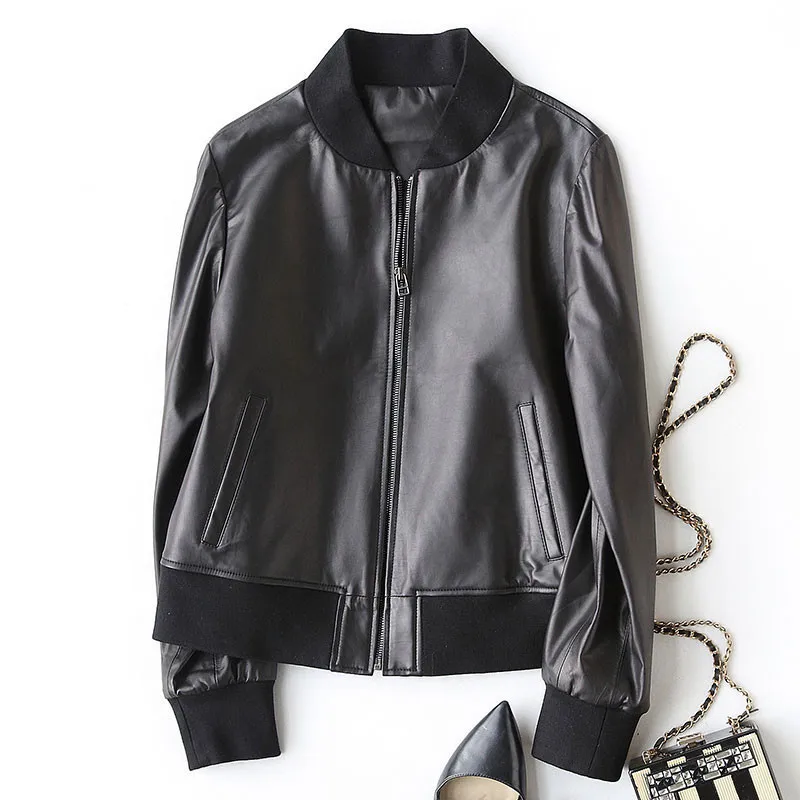 

Genuine Women Causal Leather Jacket 2020 Spring Autumn Sheepskin Coats Short Real Leather Coat Female 27206 WYQ1184