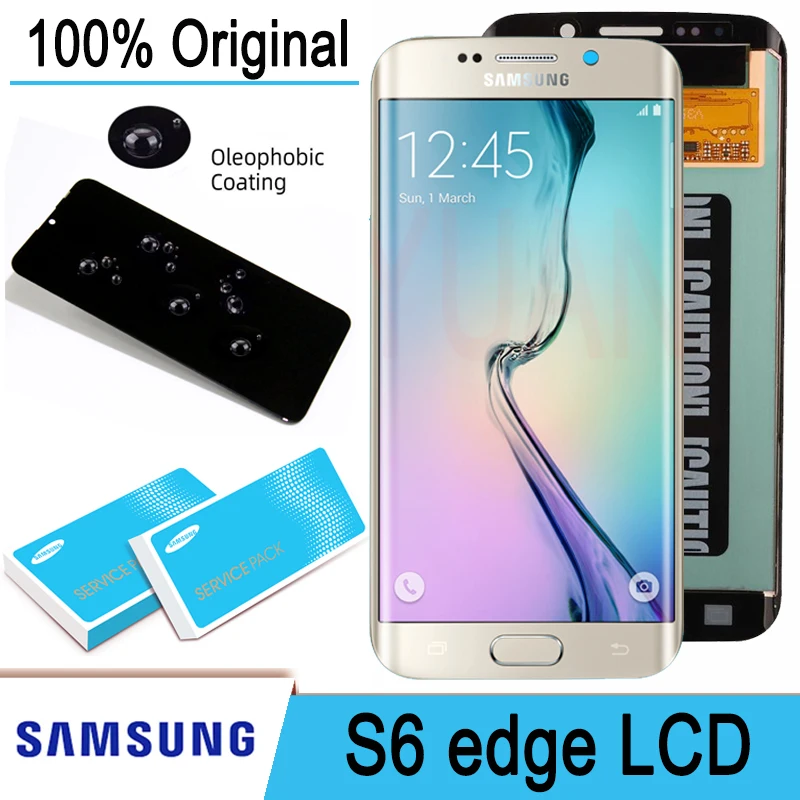 100% Оригинальный 5 1 ''Super AMOLED графический сенсорный ЖК дисплей для Samsung Galaxy S6 край G925 G925F SM запасных