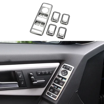 

5Pcs Chrome ABS Window Lift Switch Button Panel Cover Trim for Mercedes Benz A B C E GLK GL ML G Class W204 X253