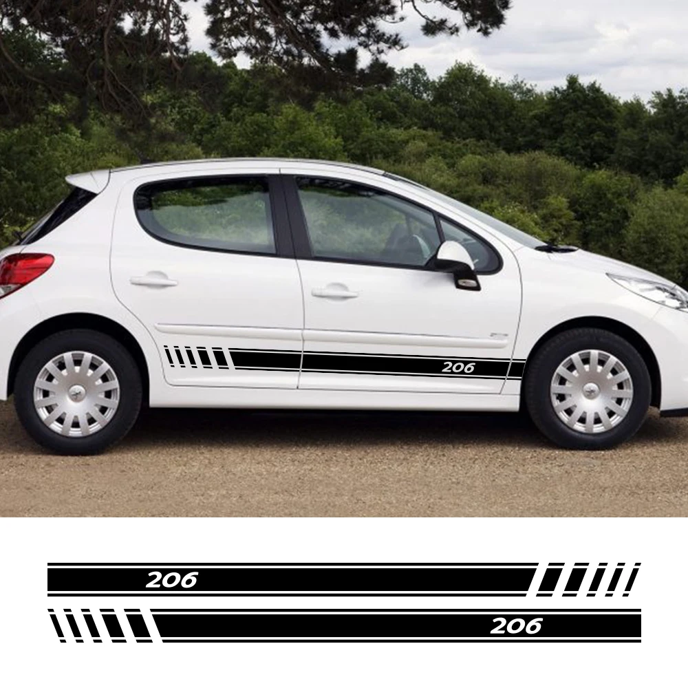 2PCS Auto Seite Linie Aufkleber Für Peugeot 206 Tuning Zubehör Vinyl Film  Decals DIY Auto Sport Aufkleber Grafiken Wrap zubehör