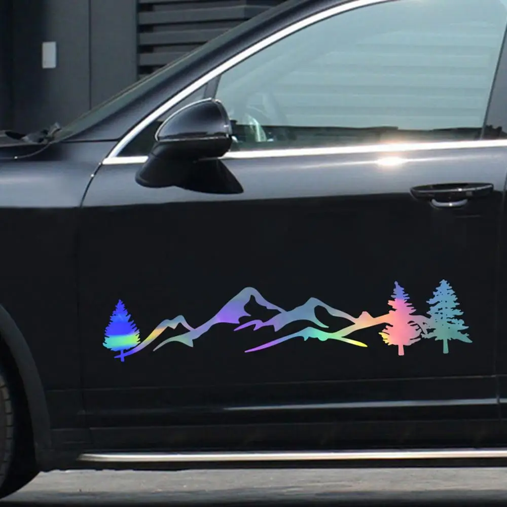Car Discoloration Sticker Mountain Decal Tree Forest Vinyl Kit Rear Windshield Sticker Rearview Mirror Side Sticker
