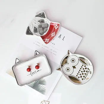 

Northern European-Style Green Vegetation Gold Foil Ceramic Succulent Dessert Dish Cactus Decoration Vessel Bronze Decoration