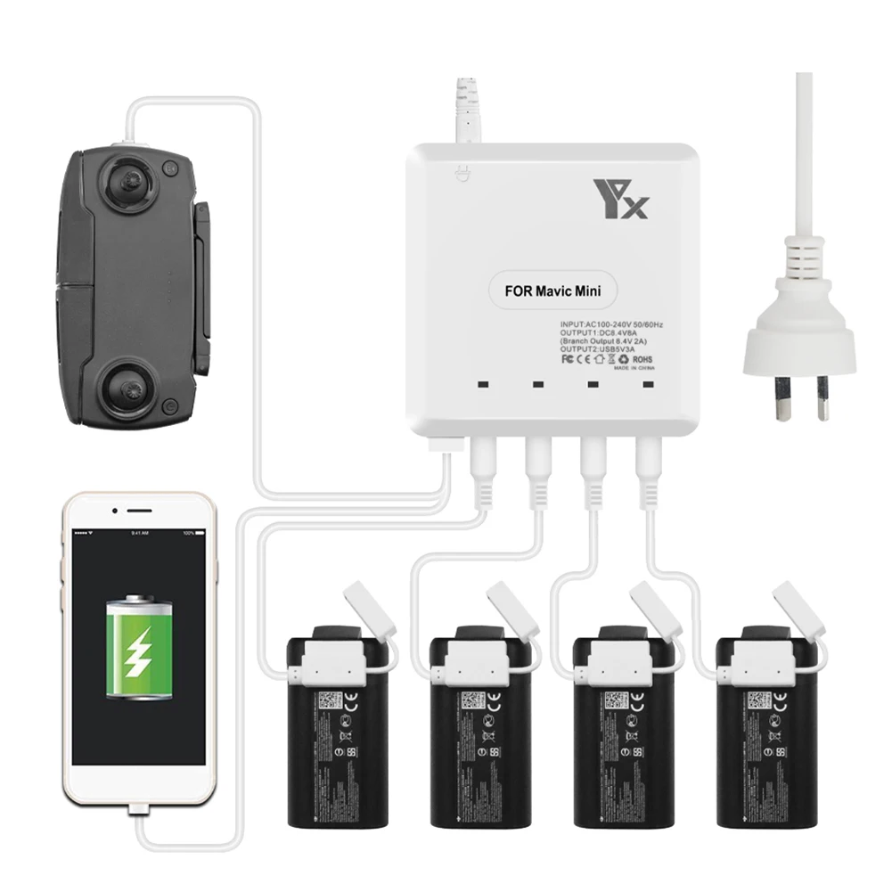 

Remote Controller Home Power Charging Accessories 6 In 1 Drone Battery Charger Intelligent Portable Quick For MAVIC Mini
