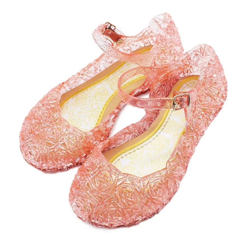 Синие сандалии для девочек «Эльза»; Детские аксессуары для принцессы; фиолетовая обувь «Спящая красавица»; Розовая прозрачная обувь из ПВХ Авроры