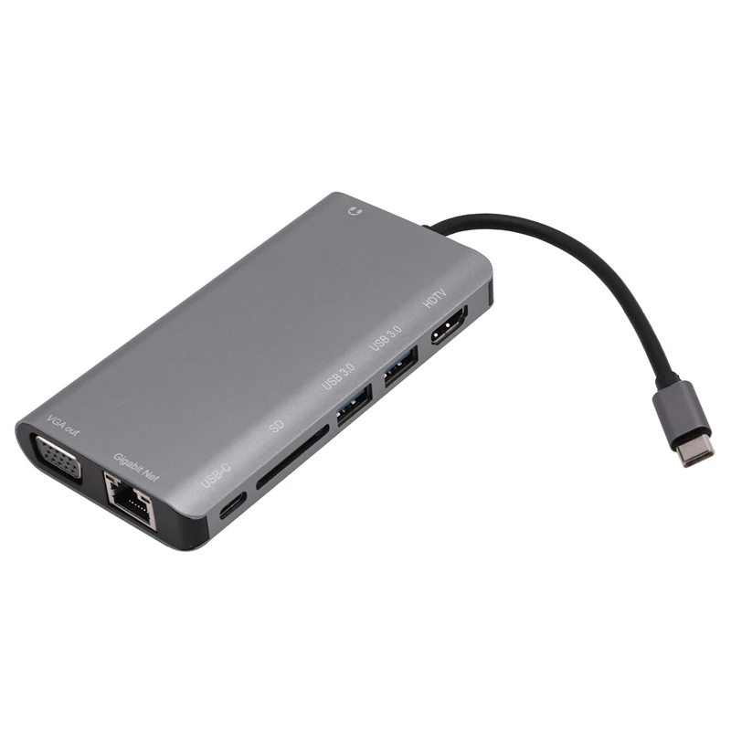 8 в 1 Тип C к HDMI VGA концентратор сетевой карты Расширение Док USB кард ридер|Сетевые