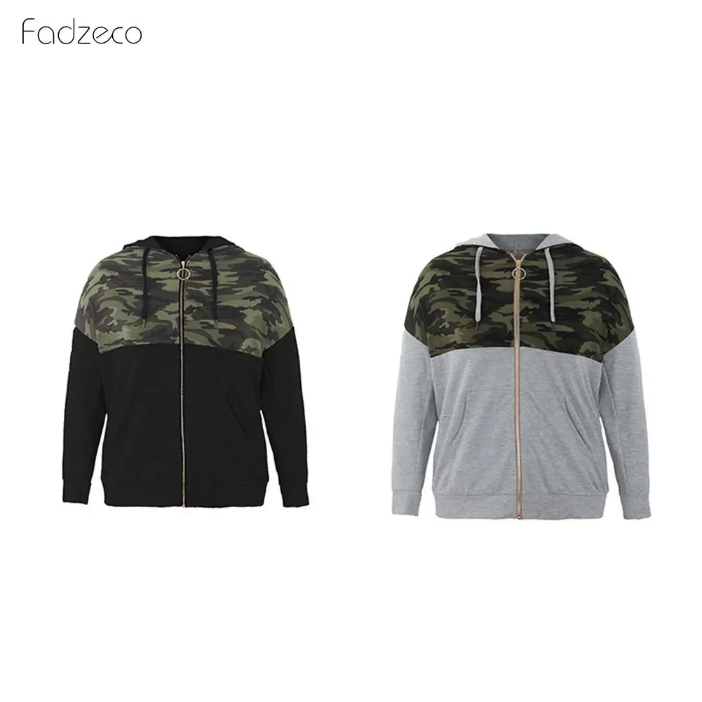 FADZECO Осень Зима повседневные женские толстовки Толстовка пальто на молнии Верхняя одежда куртка с капюшоном размера плюс верхняя одежда Топы