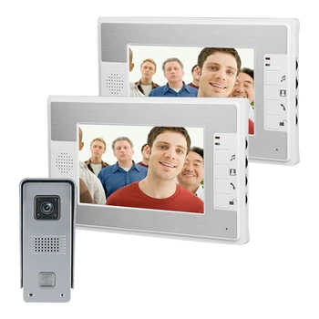 

HOT-7 Inch Color TFT LCD Without Radiation Color Video Door Phone Doorbell Intercom Kit 1-Camera 2-Monitor Night Vision High Def