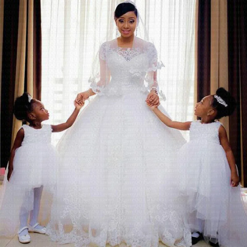 Vintage Lace Appliques African Wedding Dress 2022 Short Sleeves Cheap Vestido De Noiva Robe De Mariee Bride Dresses 3