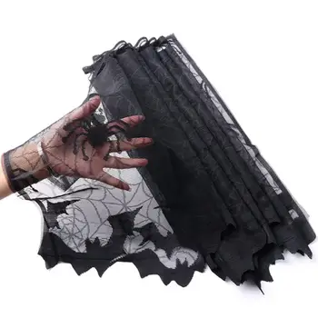 

1pc Halloween Lampshade Ghost Festival Lace Bat Curtain Curtain Cloth Three-in-one Coffee Fireplace Holiday Lampshade Decor S8Z2