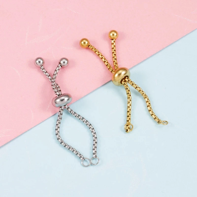 Adjustable Stainless Steel Box Chain Slider Extender Chain For DIY Making Bracelets Ring wholesale 10pcs
