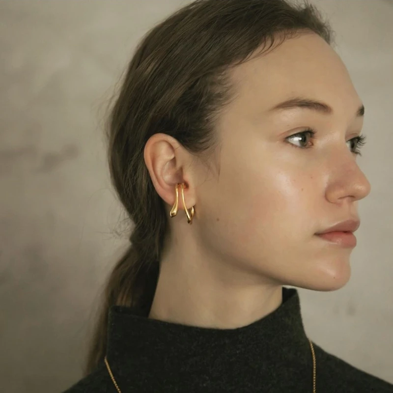 Brass Twist Ear Clip Earrings Women Jewelry Gothic Boho Designer Unique Party Elegance Gifts Japan Korean Fashion | Украшения и