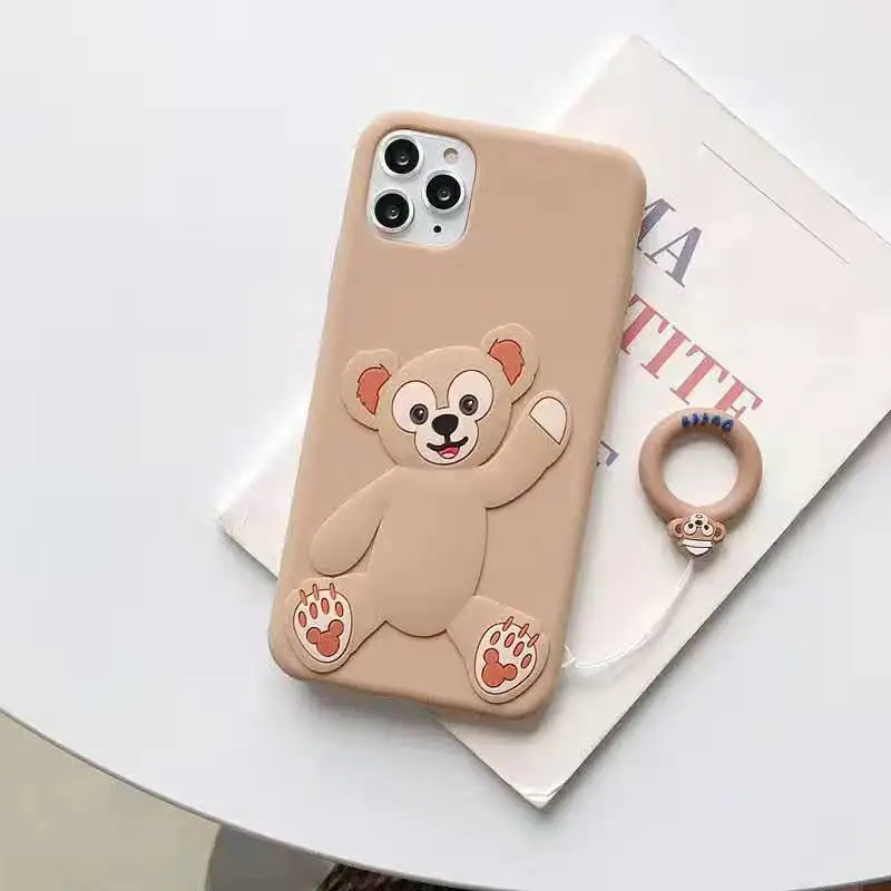 Милый розовый фиолетовый Duffy Bear балетный чехол для телефона с кроликом для iphone 11 Pro Max 6s 7 8 plus милый силиконовый чехол с кольцом из мультфильма
