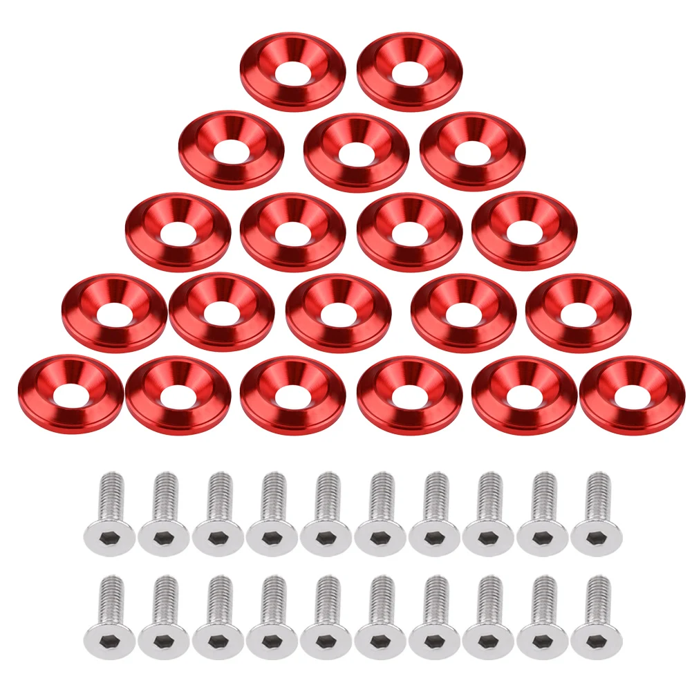universal 20Pcs CNC billet aluminum Bumper/Fender Washer Bolt Engine Bay Dress Up Kit Red fit for most vehicles | Автомобили и