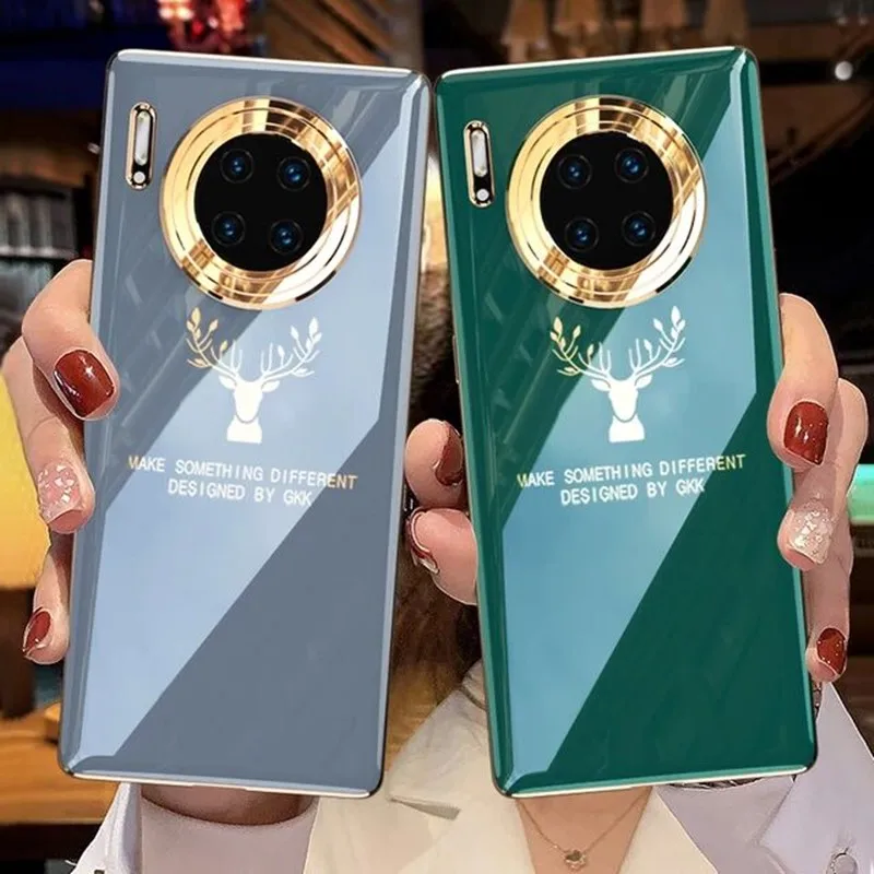 Luxury Pattern Plating Soft Case For Huawei Mate 40 30 20 Pro P30 P40 shockproof Cover Nova 5 6 7 | Мобильные телефоны и