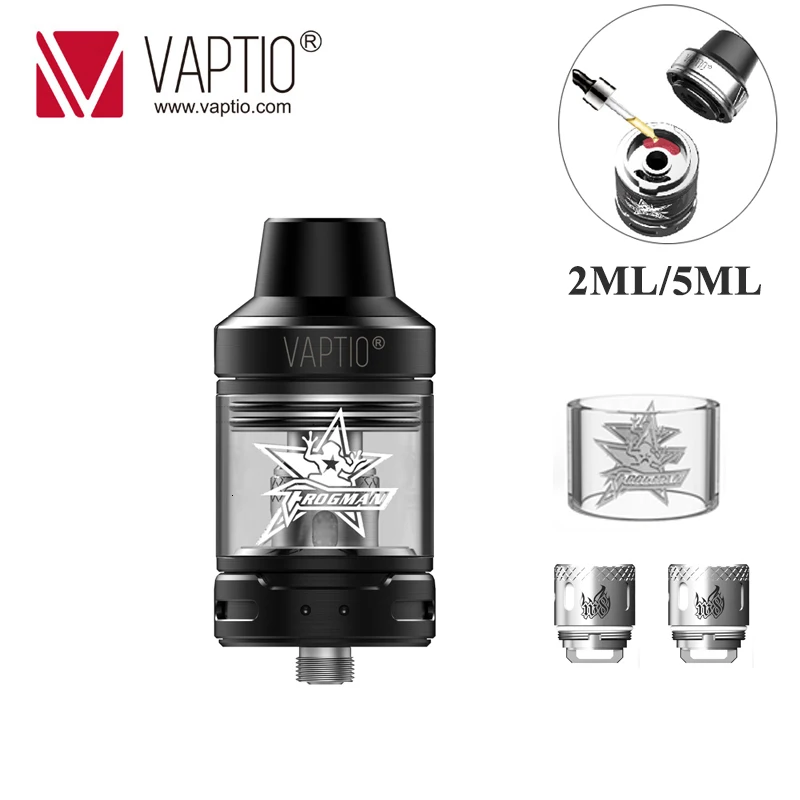 Online Vaporio Frogman XL atomizador de cigarrillo electrónico a prueba de fugas inferior flujo de aire directo a la bobina 510 llenado superior del hilo 5ml atomizador tanque