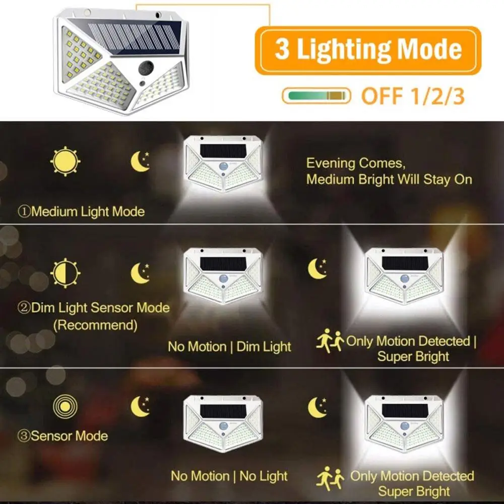 Walkway Lights Motion Sensor Fence Light Security Lamp Home Wall Light Durable Solar Outdoor Street Lamp