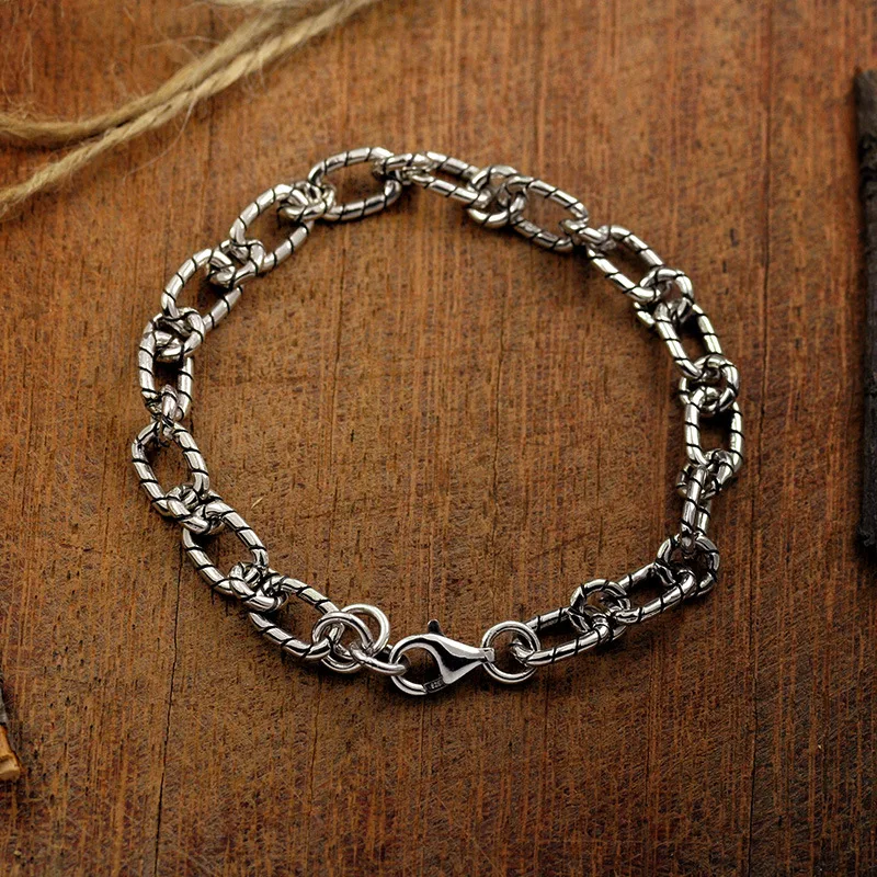 100?5 Sterling Silver color New Simple Bracelet Round buckle Flat Chain Thai silver color Student bracelet Fashion Jewelry|Bracelets & Bangles| - AliExpress