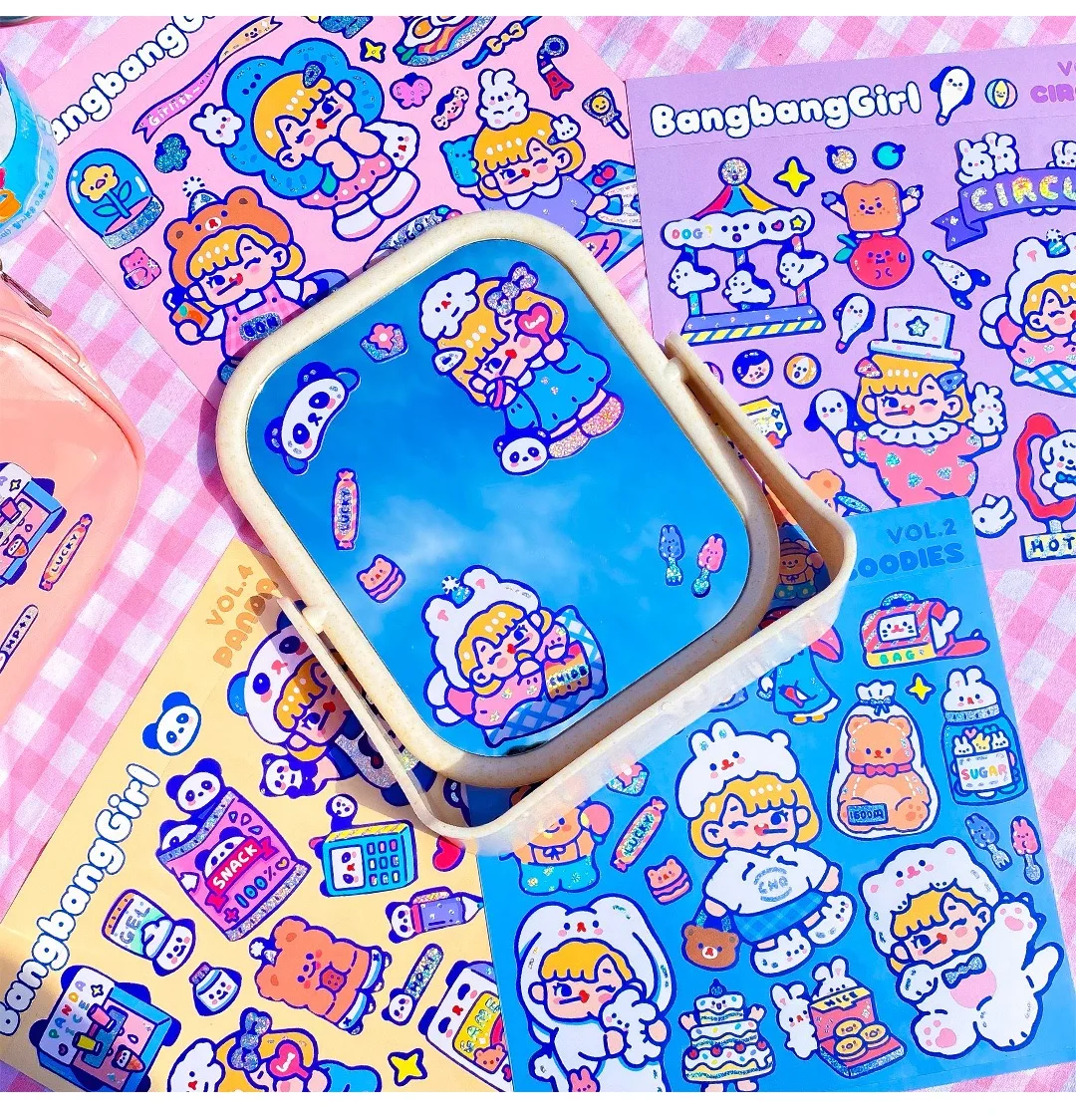 Bentoy Milkjoy New 2 Pages Cartoon Korea Bear Rabbit Animal Sticker DIY Luggage Label Home Post Laptop Bag Cup Accessory |