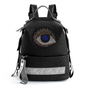 

Fashion Dual-use Women's Genuine Leather Backpack Soft Leather Travel Bag Diamond-encrusted Shoulder Bags Female 2020 Sac A Dos