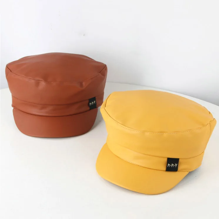 MAERSHEI/Новинка года; Детская кепка; восьмиугольная кепка; кожаный берет из искусственной кожи; военная шапка для мальчиков и девочек; черные горры