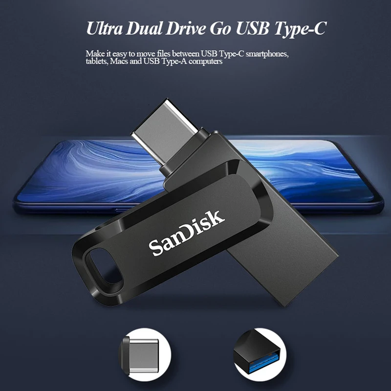 SanDisk OTG USB 3,1 Тип-C USB флэш-накопитель 32 Гб 64 Гб до 150 МБ/с. Pendrive 128 ГБ флэш-накопитель 256 Гб мобильный телефон или планшет, даже во время отдыха на природе ПК SDDDC3