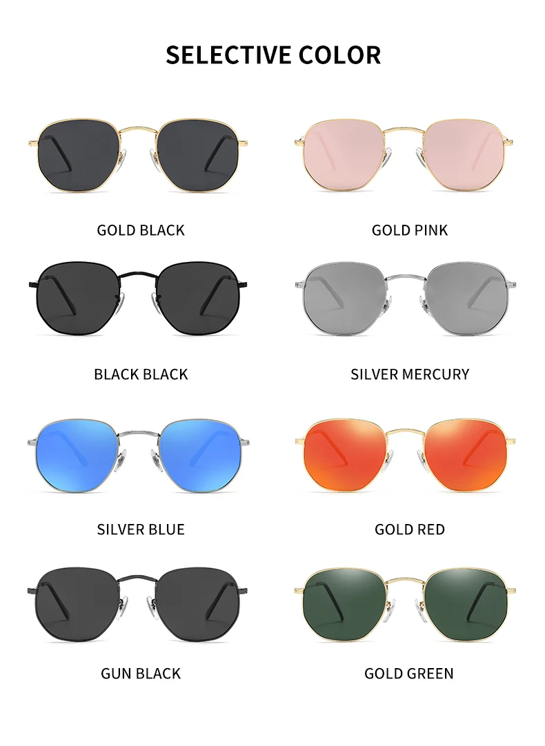 Classic Retro Hexagon Sunglasses Metal Frame Polarised Eyewear_voghion.com