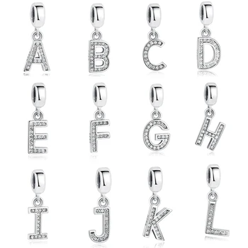 100% Authentic 925 Sterling Silver Alphabet A-Z Letter Charms Beads Fit Original  Bracelet Necklace DIY Jewelry Making