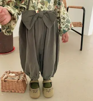 

2020 Korea style girls long bow pants spring fashion girls pants 1-6t HO207