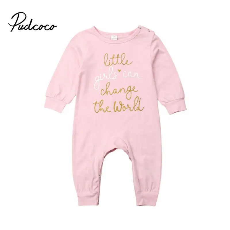 Little Girls Can Change The World Winter Clothing Newborn Girl Rompers Long Sleeve Jumpsuit Outfit Clothes For Kids Baby | Детская