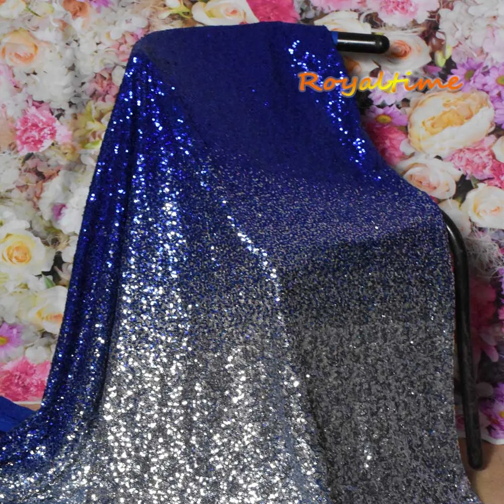 Royal Blue Silver Sequin Fabric 005