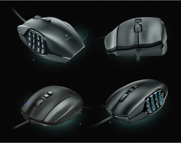 Проводная игровая мышь logitech G600 MMO, игровая мышь для ноутбука, ПК, геймера, 8200 dpi, оптическая оригинальная 17 программируемых кнопок, официальный тест агентства