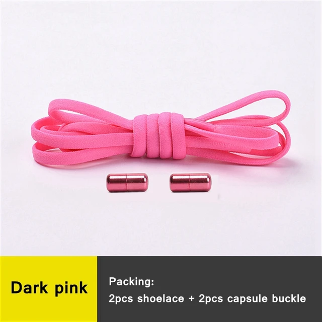 1 Pair 21 Colors No Tie Shoelaces Round Color Metal Lock Elastic Shoelace General For Children And Adults Sneakers Lazy Laces Dark pink