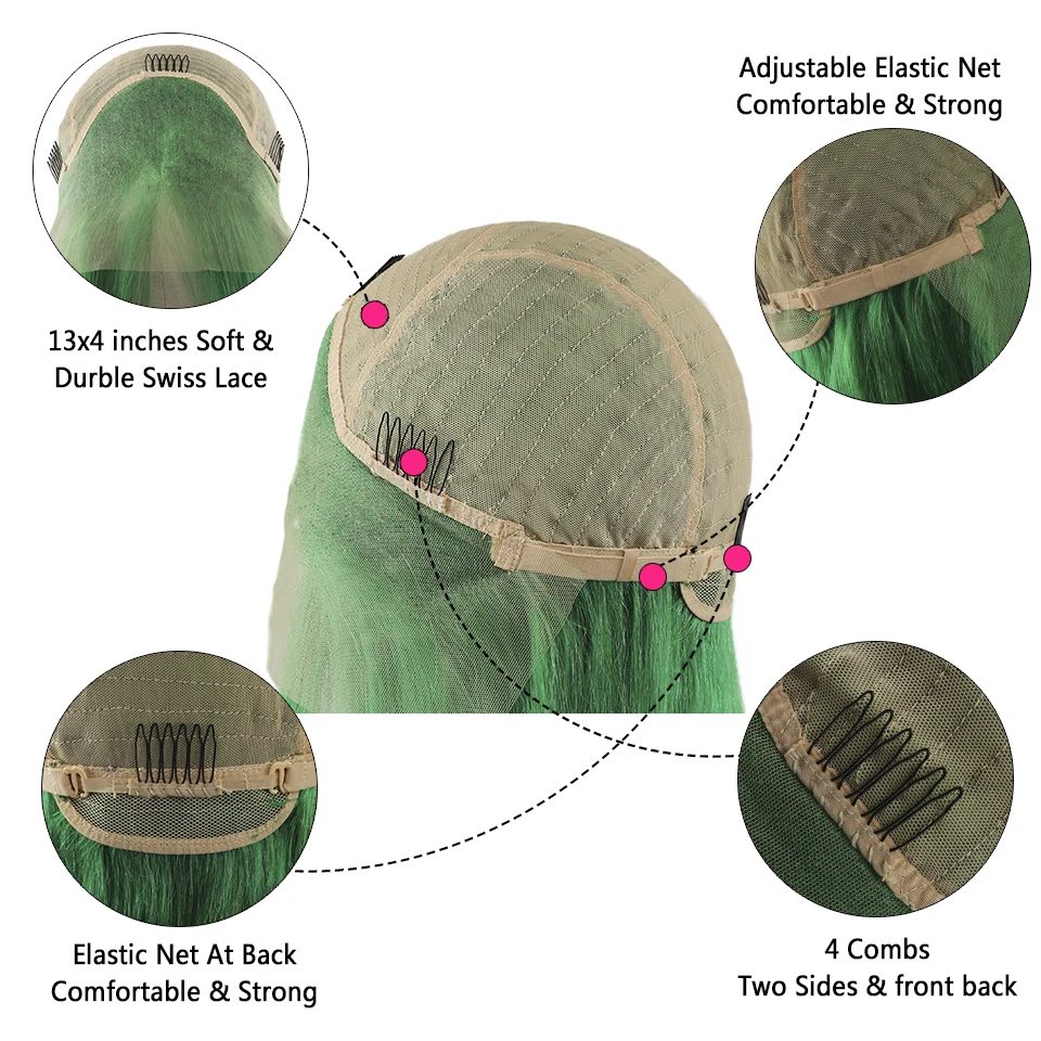 Зеленый парики из натуральных волос Бразильский прямые волосы 13x4 кружева передние парики 150% плотность diy парик шнурка для женщин, предварительно вырезанные Реми