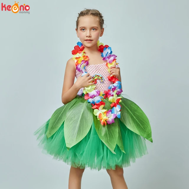 Hawaiian Style Girls Tutu Dress Kids Birthday Party Cake Smash Luau  Tropical Costume Grass Hula Children Funny Summer Dresses - Girls Party  Dresses - AliExpress