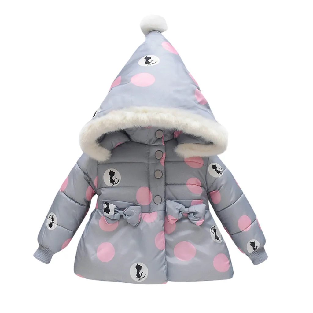 Baby Girls Boys Winter Coats Winter Dot Print Infant Cute Hooded Jacket For Girls Kids Baby Velvet Coat Autumn Outwear