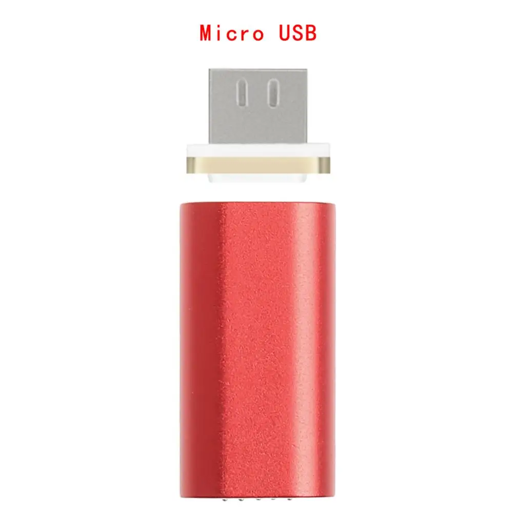 Магнитный Micro USB Женский к мужскому металлическому штекерному конвертерному адаптеру для телефона Android - Цвет: Красный