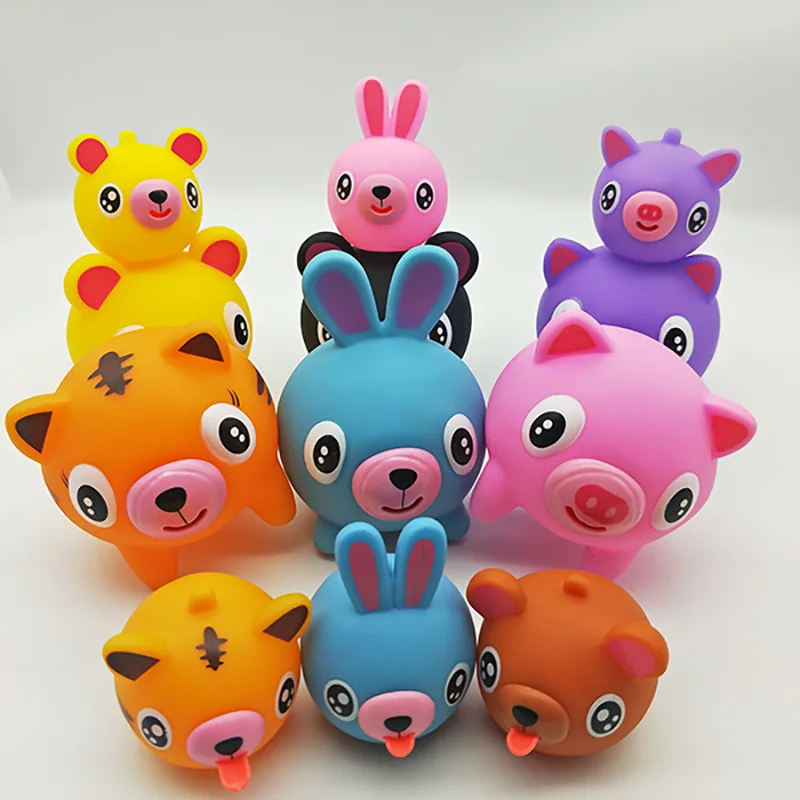 small size Tongue Voice Squeeze Decompression Novelty Vent Vocal Toys Rabbit Pig Tiger Puppy Squishy Anti-Stress Dolls J0407