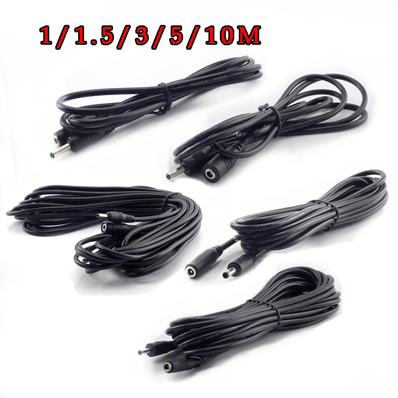 1/1.5/3/5M macho hembra DC 5-24V Cable de alimentación extensión adaptador 3,5mm x 1,35mm conector para cable cctv cámara de seguridad