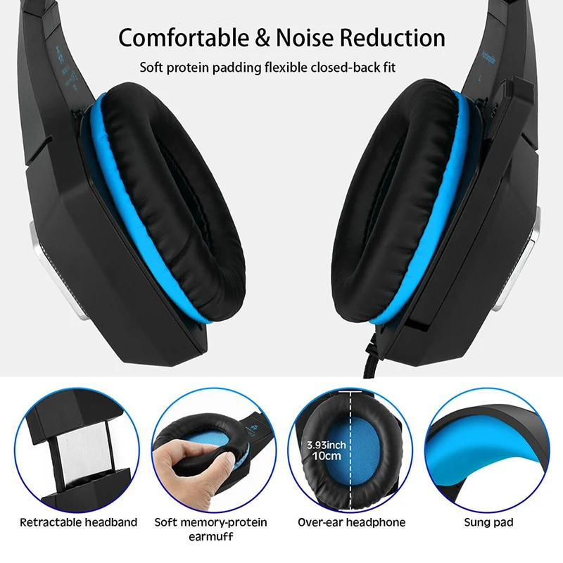 For PS4 Xbox One PC 1pc Wired Gaming Headset 7 Colors LED Light Stereo Headphone With Microphone Pohiks