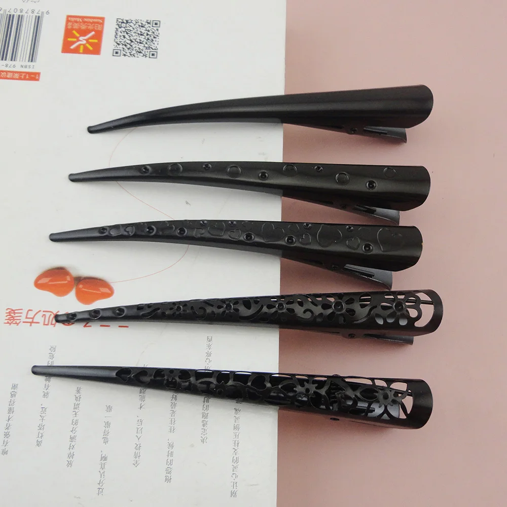 

13.0cm Black plain metal beak clips for womens filigree flower large hair clip Heart hairpins for hairdressing salon