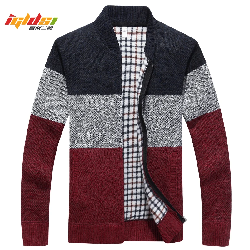 

2019 New Winter Men's Fleece Jackets Thick Cardigan Sweater Coats Men Clothing Autumn Gradient knitted Zipper Outwear Coat M-3XL
