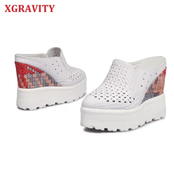 

XGRAVITY Summer Shoes New Hollow Closed Toe Wedges Slippers Women Fashion High Heel Pumps Sexy Woman Sandals Platform Shoes B109