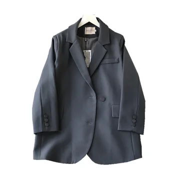 

LANMREM 2020 Spring vogue Korean style casual pockets back split long-sleeved suits coat small chic suit jacket for women