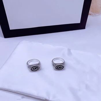 

Original 1:1 S925 Sterling Silver High Quality Twisted lace Ring Gorgeous retro Classic Logo Jewelry men and women Gift