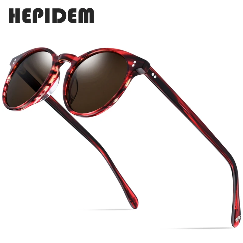 

Acetate Polarized Sunglasses Women New Vintage Retro Circle Round Sun Glasses for Men Women's Transparent Sunglass 9113